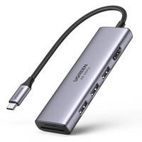 Ugreen 6in1 multifunctional USB Type C HUB - 3x USB 3.2 Gen 1 / HDMI 4K 60Hz / SD and TF memory card reader gray (60383 CM511)