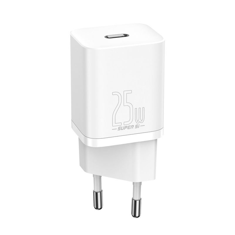 Baseus Super Si szybka ładowarka sieciowa Quick Charge 3.0 Power Delivery 25W 3A + Kabel USB Typ C - USB Typ C 3A 1m biały (TZCCSUP-L02)