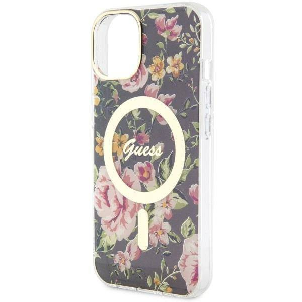 Guess GUHMP14MHCFWSK iPhone 14 Plus 6,7" schwarz/schwarz Hardcase Flower MagSafe