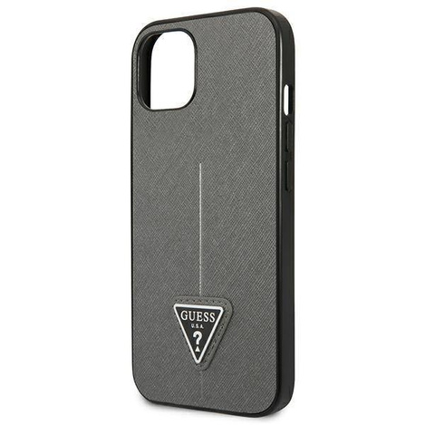 Oryginalne Etui IPHONE 13 Guess Hardcase Saffianotriangle Logo (GUHCP13MPSATLG) srebrne
