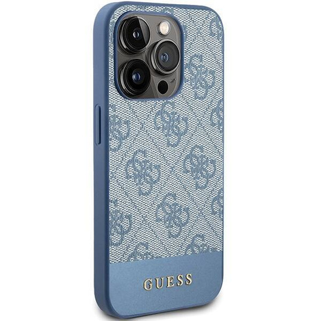 Original Handyhülle APPLE IPHONE 15 PRO Guess Hardcase 4G Stripe Collection (GUHCP15LG4GLBL) blau
