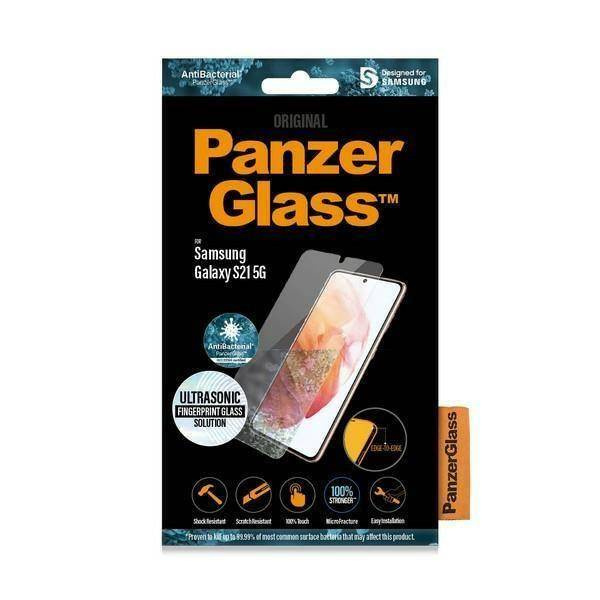 Szkło Hartowane 5D SAMSUNG GALAXY S21 PanzerGlass E2E Microfracture Case Friendly Finger Print AntiBacterial czarne