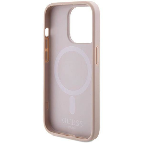 Guess Saffiano MagSafe Hülle für iPhone 15 Pro – Rosa