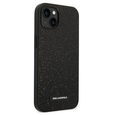 Original Handyhülle IPHONE 14 PLUS Karl Lagerfeld Hardcase Glitter Plaque Logo (KLHCP14MG2ELK) schwarz