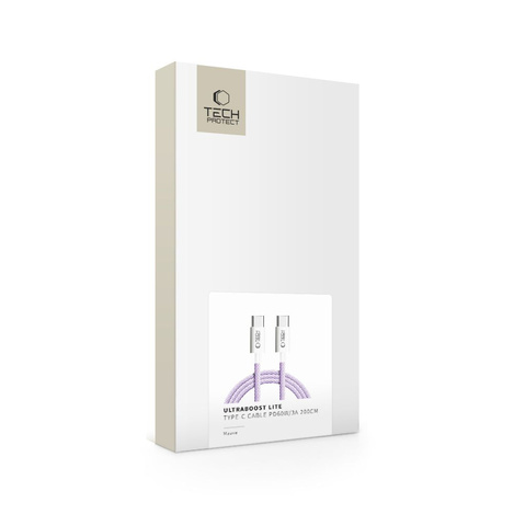 TECH-PROTECT ULTRABOOST LITE TYPE-C CABLE PD60W/3A 200CM MAUVE