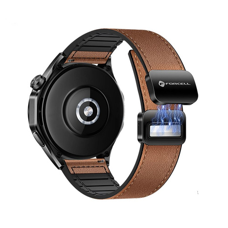 Pasek do Samsung Galaxy Watch Forcell F-Design FS20 magnetyczny skóra ekologiczna 20 mm brązowy