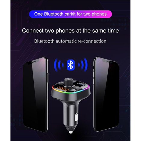 Transmiter FM MP3 z bluetooth 5.0 + czytnik kart pamieci + 2xUSB QC3.0 BC52L