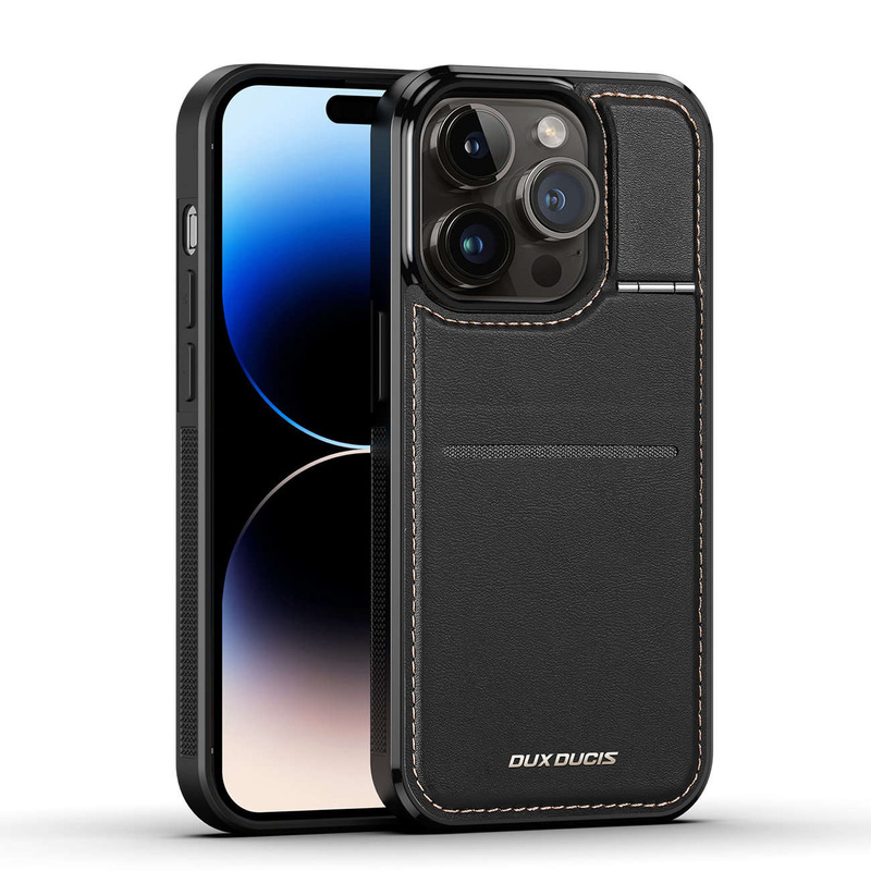 3-in-1-Hülle für iPhone 14 Pro mit MagSafe Wallet RFID-blockierender Ständer Dux Ducis Rafi Mag – Schwarz
