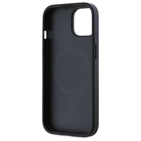 Etui DKNY Grained Metal Logo MagSafe na iPhone 15 - beżowe