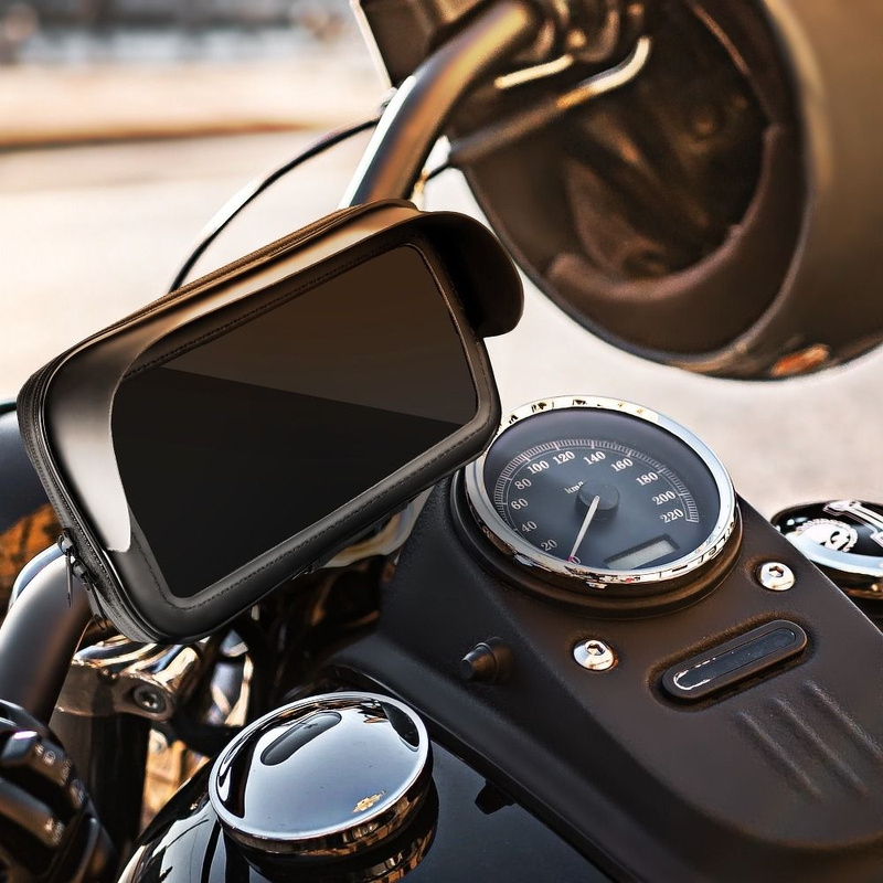 Uchwyt motocyklowy / na skuter na zamek wodoodporny z daszkiem 4,8" - 5,5"