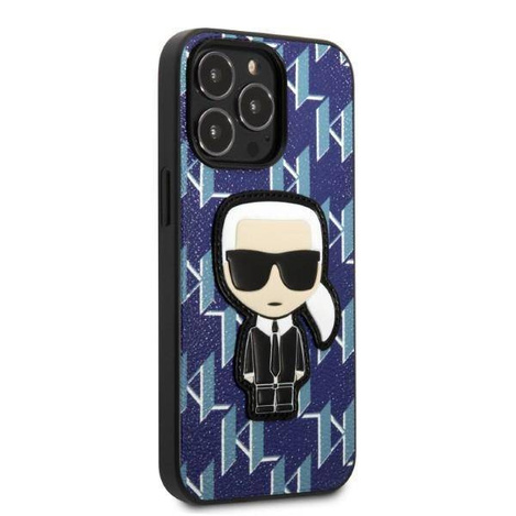 Oryginalne Etui IPHONE 13 PRO Karl Lagerfeld Hardcase Monogram Ikonik Patch niebieskie