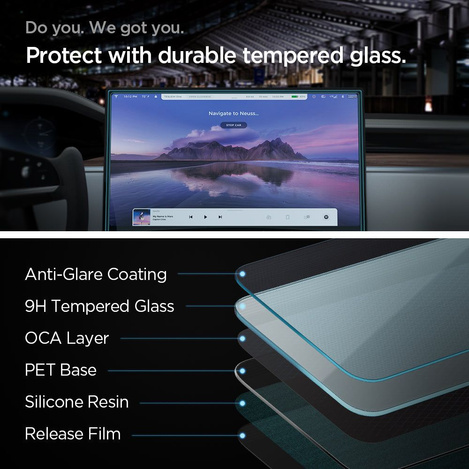 GEHÄRTETES GLAS Spigen GLASS FC &quot;EZ FIT&quot; TESLA MODELL X 2022 / MODELL S 2021 SCHWARZ