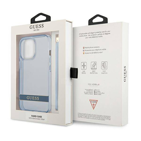 Schutzhülle IPHONE 13 PRO Guess Hardcase Translucent Stap (GUHCP13LHTSGSB) blau