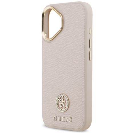 GUESS futerał do IPHONE 17 kompatybilny z MagSafe GUHMP17SPGCRMDEP (PU W/ Grained Strass Logo) różowy