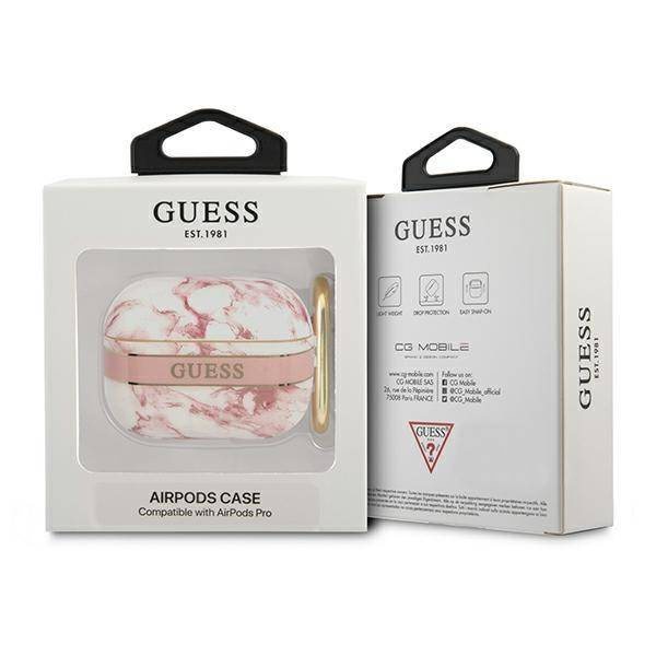 Etui APPLE AIRPODS PRO Guess AirPods Marble Strap Collection (GUAPHCHMAP) różowe