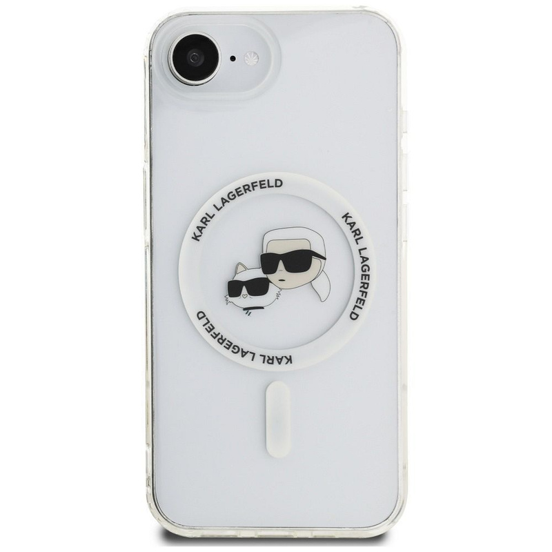 KARL LAGERFELD futerał do IPHONE 16e (SE 4 2025) kompatybilny z MagSafe KLHMPSE4HLSKCH (IML Metal KC Heads) biały