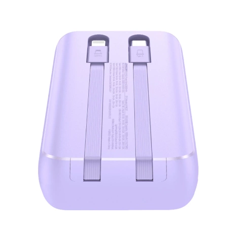 Joyroom Powerbank 30 W 10000 mAh mit integrierten Lightning und USB-C-Kabeln lila (JR-PBC06)