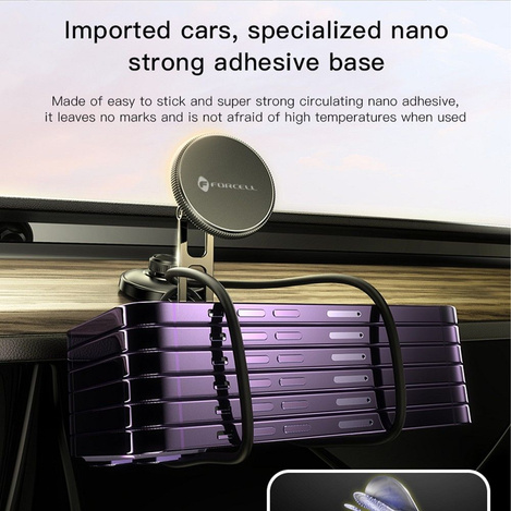 FORCELL F-Grip IronSecure uchwyt samochodowy do szyby/deski kompatybilny z MagSafe czarny