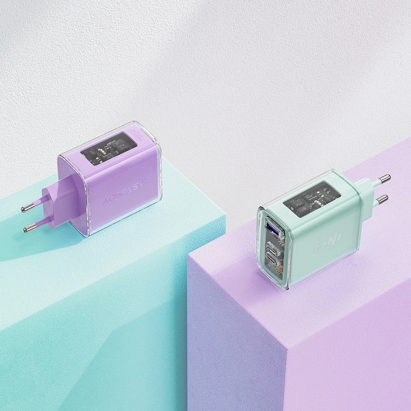 Acefast Ladegerät GaN 65W 3 Ports (1xUSB, 2xUSB C) rosa (A45)
