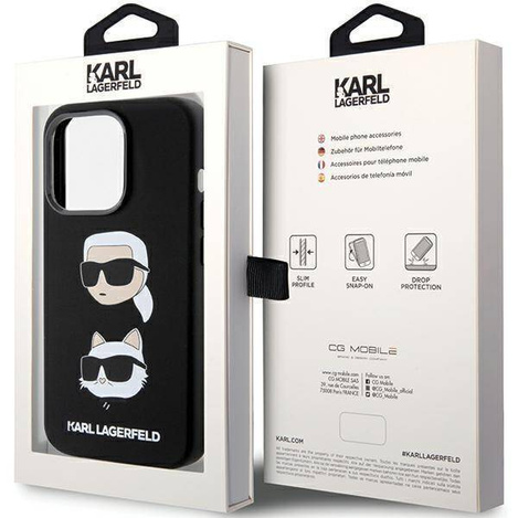 Karl Lagerfeld Silicone Karl&Choupette Head case for iPhone 15 Pro - black