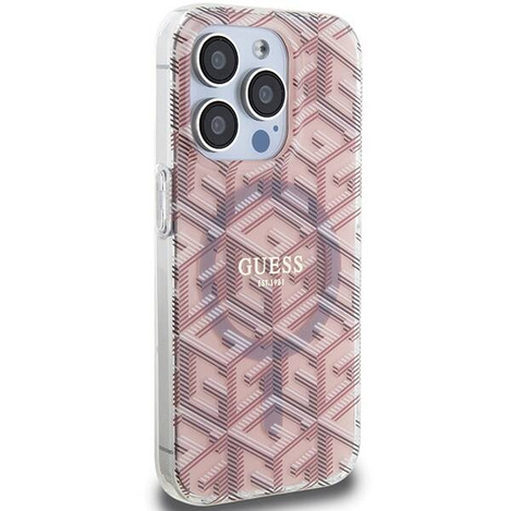 Oryginalne Etui GUESS Hardcase GUHMP15LHGCUSTGP do iPhone 15 Pro Max (Kompatybilny z Magsafe / IML GCUBE / różowy)
