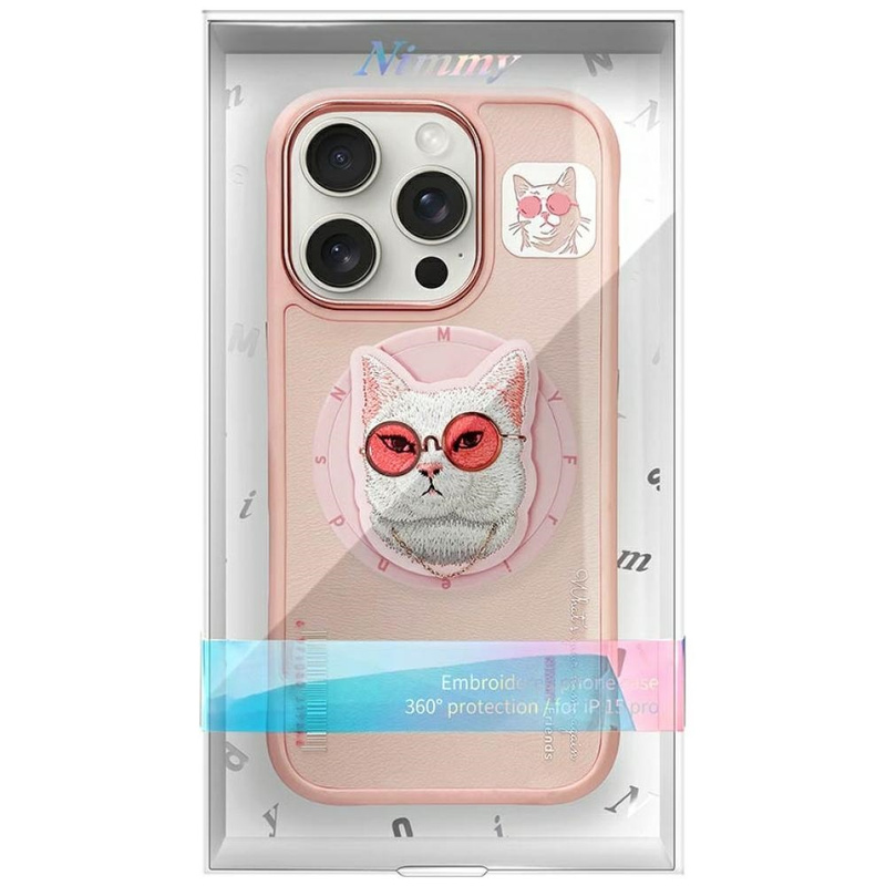 Etui Nimmy Glasses Cool Cat MagSafe do    iPhone 16 Pro Max różowy