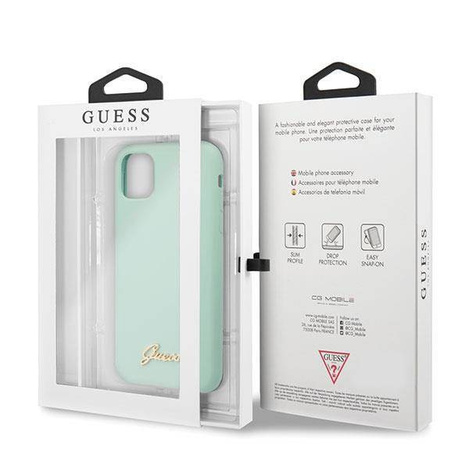Etui Guess GUHCN65LSLMGGR iPhone 11 Pro Max zielony/green hard case Silicone Vintage Gold Logo