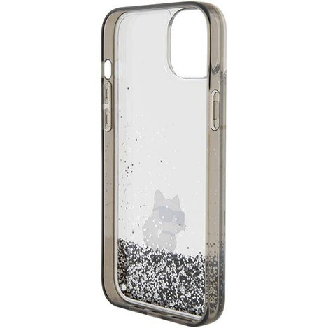 Karl Lagerfeld Liquid Glitter Choupette Hülle für iPhone 15 Plus – transparent