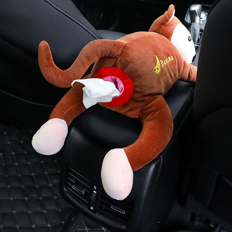 Pojemnik na chusteczki w kształcie małpy zawieszany brązowy