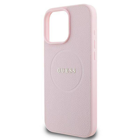 Original Case IPHONE 15 PRO MAX Guess PU Grained Gold Ring MagSafe (GUHMP15XPGHSMMP) pink