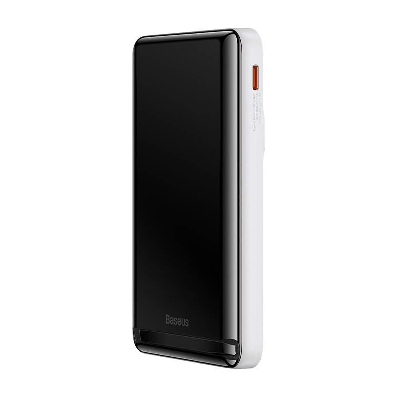 Baseus Magnetic Bracket Powerbank mit MagSafe Wireless Charging 10000mAh 20W Overseas Edition weiß (PPCX000202) + USB Type C Baseus Xiaobai Series 60W 0.5m
