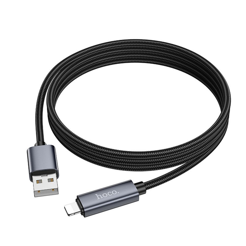 Kabel USB A do Lightning Hoco 2,4A z wyświetlaczem 1 m X112 czarny