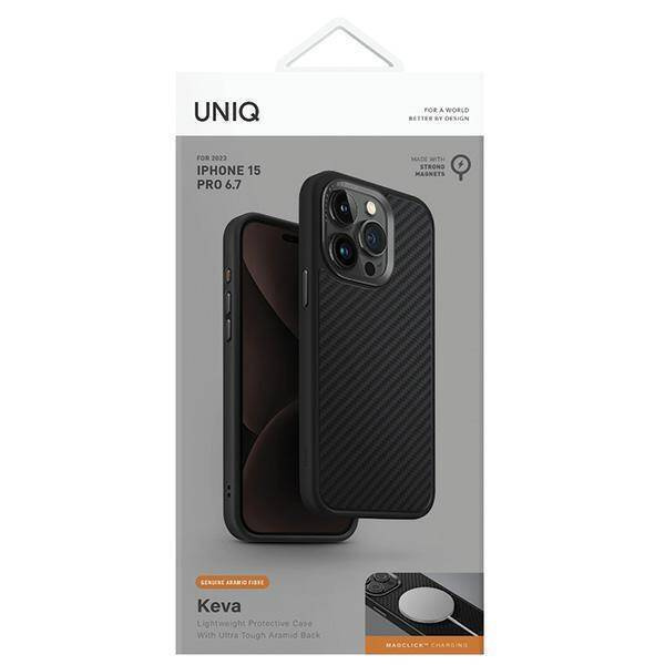 Uniq Hülle Keva iPhone 15 Pro Max 6,7&quot; Magclick Charging schwarz/carbon black