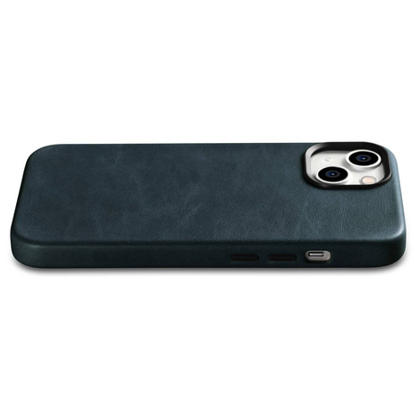 iCarer Oil Wax Premium Leather Case skórzane etui iPhone 14 magnetyczne z MagSafe ciemnoniebieski (WMI14220701-BU)