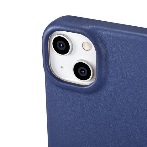 iCarer CE Premium Leather Folio Case for iPhone 14 Plus Flip Magnetic MagSafe Blue (WMI14220715-BU)
