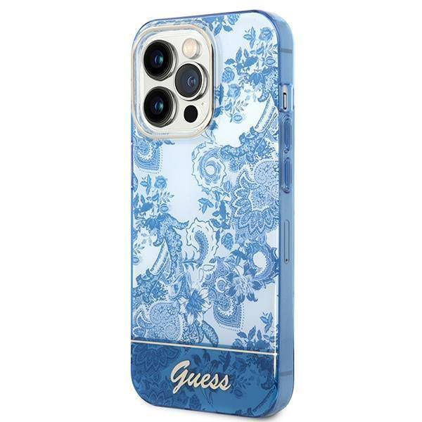 Guess Porcelain Collection - Etui iPhone 14 Pro (niebieski)
