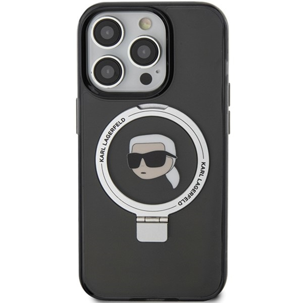 Karl Lagerfeld KLHMP15XHMRSKHK iPhone 15 Pro Max 6,7" schwarz/schwarz Hardcase Ring Stand Karl Head MagSafe