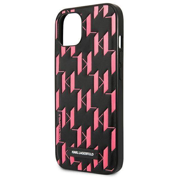 Original Handyhülle IPHONE 13 Karl Lagerfeld Hardcase Monogram Plaque (KLHCP13MMNMP1P) rosa