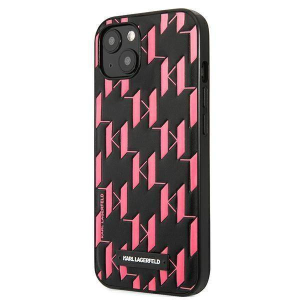 Original Handyhülle IPHONE 13 Karl Lagerfeld Hardcase Monogram Plaque (KLHCP13MMNMP1P) rosa