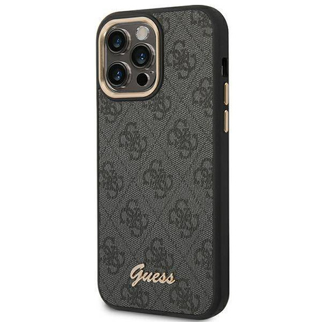 Original Handyhülle IPHONE 14 PRO MAX Guess Hard Case 4G Vintage Gold Logo (GUHCP14XHG4SHK) schwarz