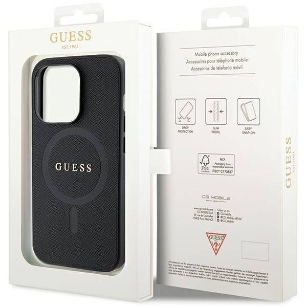 Oryginalne Etui IPHONE 14 PRO MAX Guess Hardcase Saffiano MagSafe (GUHMP14XPSAHMCK) czarne