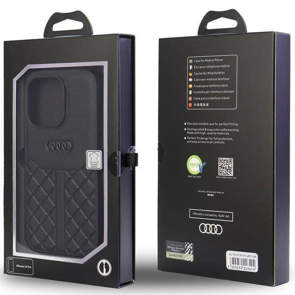 Audi Genuine Leather iPhone 13 Pro / 13 6.1" black/black hardcase AU-TPUPCIP13P-Q8/D1-BK