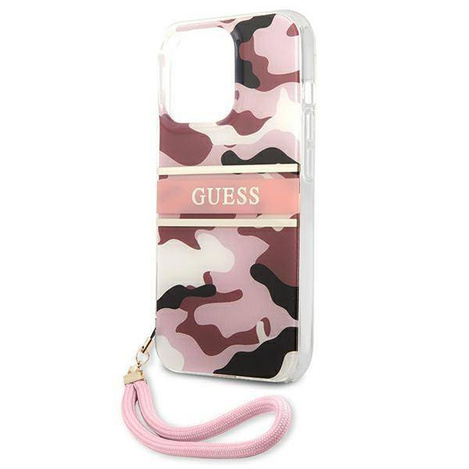 Guess nakładka do iPhone 13 Pro / 13 6,1" GUHCP13LKCABPI różowy hard case Camo Strap Collection