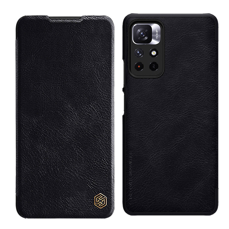 Nillkin Qin Case etui do Xiaomi Poco M4 Pro 5G osłona na aparat kabura pokrowiec obudowa z klapką czarny