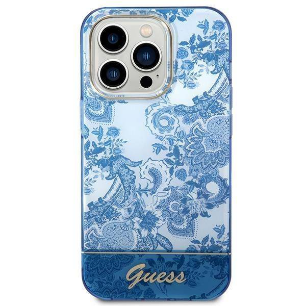 Guess Porcelain Collection - Etui iPhone 14 Pro (niebieski)
