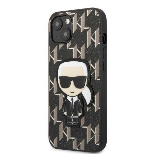 Original Handyhülle IPHONE 13 MINI Karl Lagerfeld Hardcase Monogram Ikonik Patch schwarz