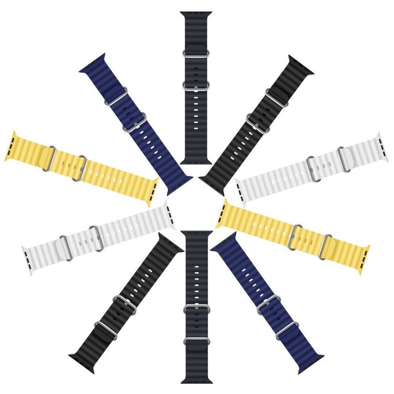 Dux Ducis Strap Watch 8 / 7 / 6 / 5 / 4 / 3 / 2 / SE (45 / 44 / 42mm) Silikonband Armband Schwarz (OceanWave Version)