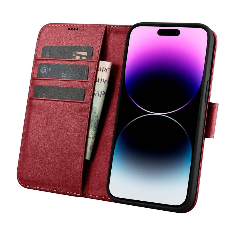 iCarer Wallet Case 2in1 iPhone 14 Pro Max Leather Flip Cover Anti-RFID red (WMI14220728-RD)