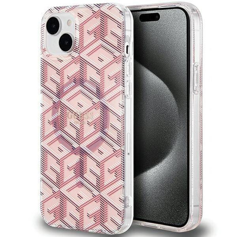 Oryginalne Etui GUESS Hardcase GUHMP15MHGCUSTGP do iPhone 15 Plus (Kompatybilny z Magsafe / IML GCUBE / różowy)
