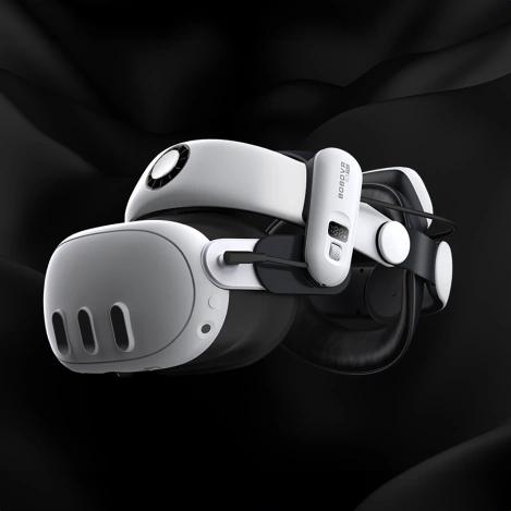 BoboVR S3 Pro Zugentlastungsband für Meta Quest 3 VR-Brille + externer Akku B100 – Weiß und Schwarz